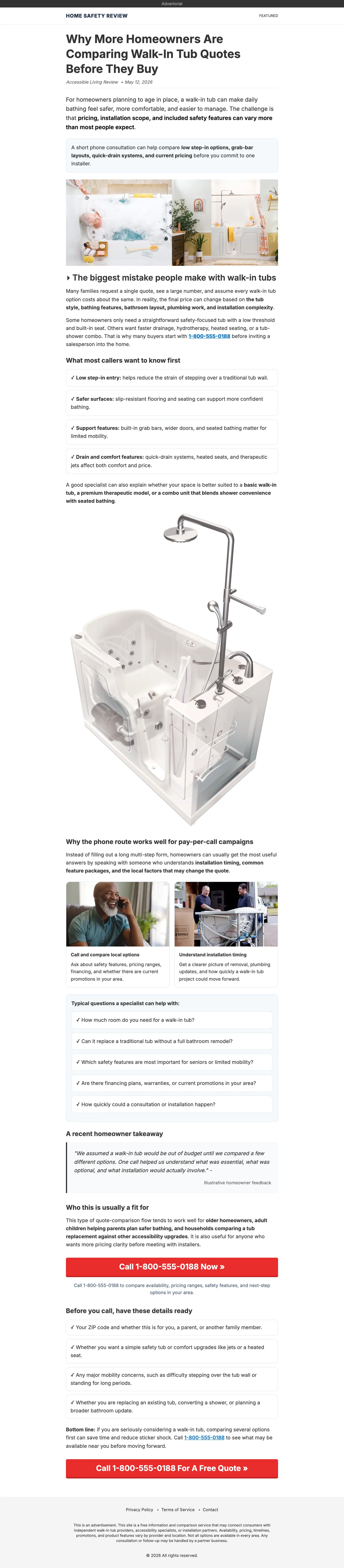 Comparison advertorial example for a lead generation campaign