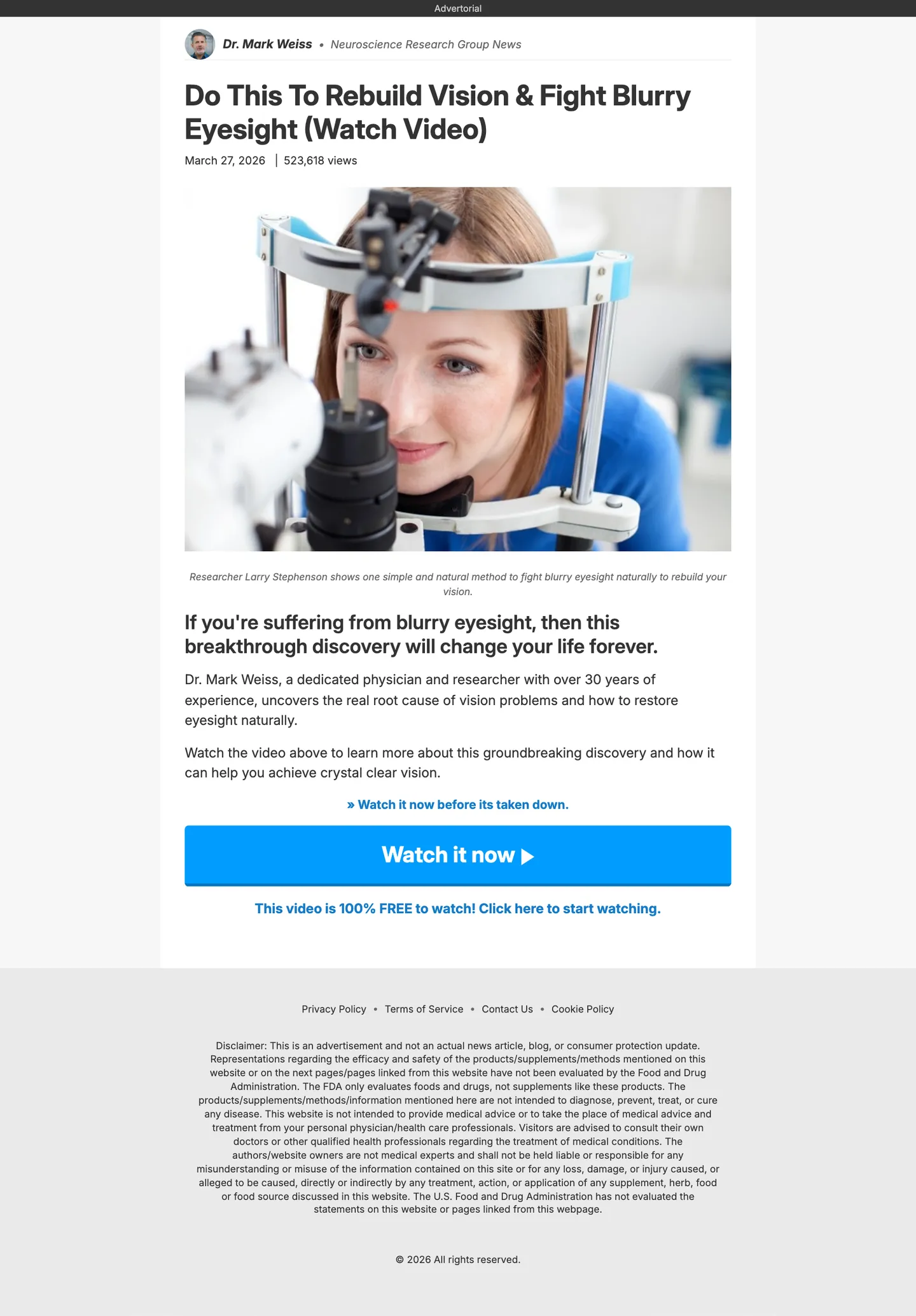 Short-form ClickBank-style health advertorial example
