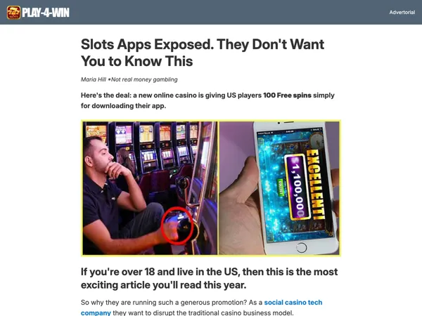 Casino App Download Advertorial advertorial example preview