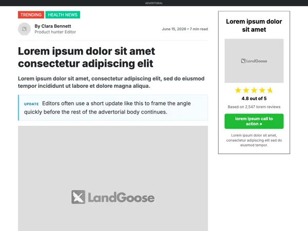 Flexible Advertorial Template advertorial example preview