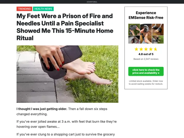 Foot Massager With Sidebar CTA advertorial example preview