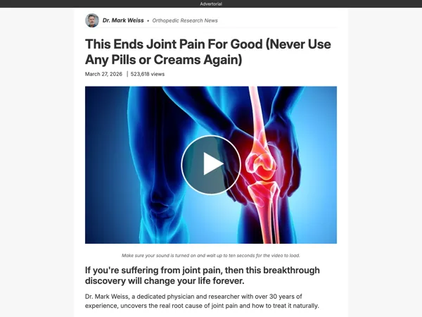 Joint Health Advertorial advertorial example preview