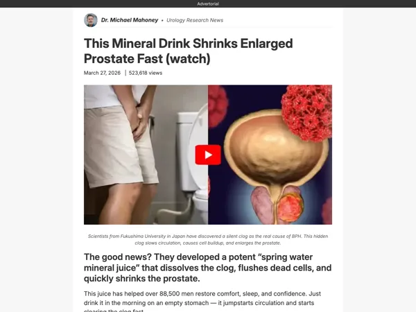Prostate Health Advertorial advertorial example preview